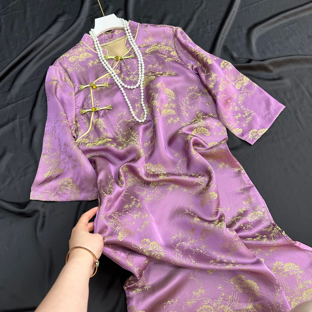 2831《孤舟》常熟春夏新款新中式盘扣优雅高定设计款复古连衣裙