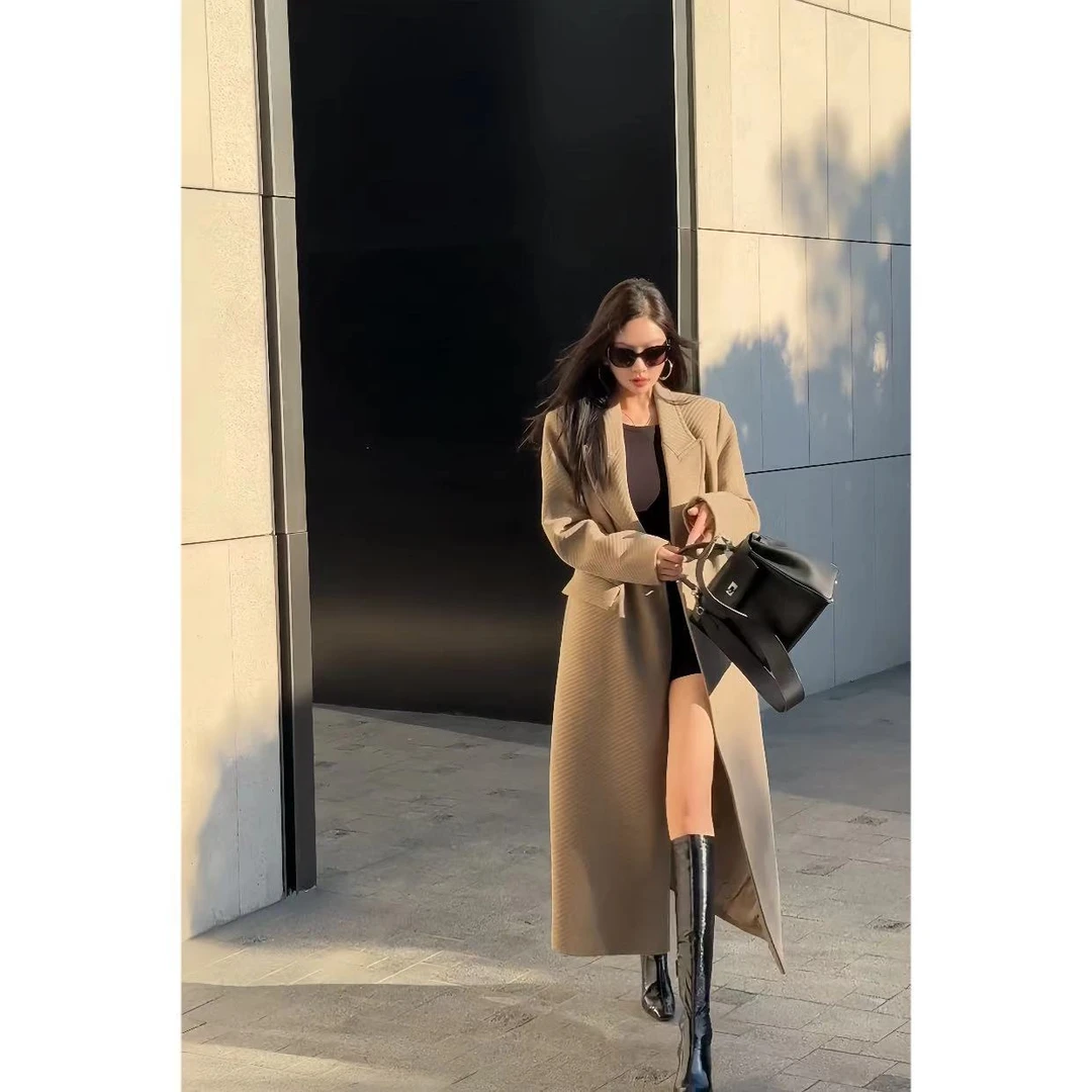 lele 秋冬新品 原创设计中长款大衣外套 QD099DY