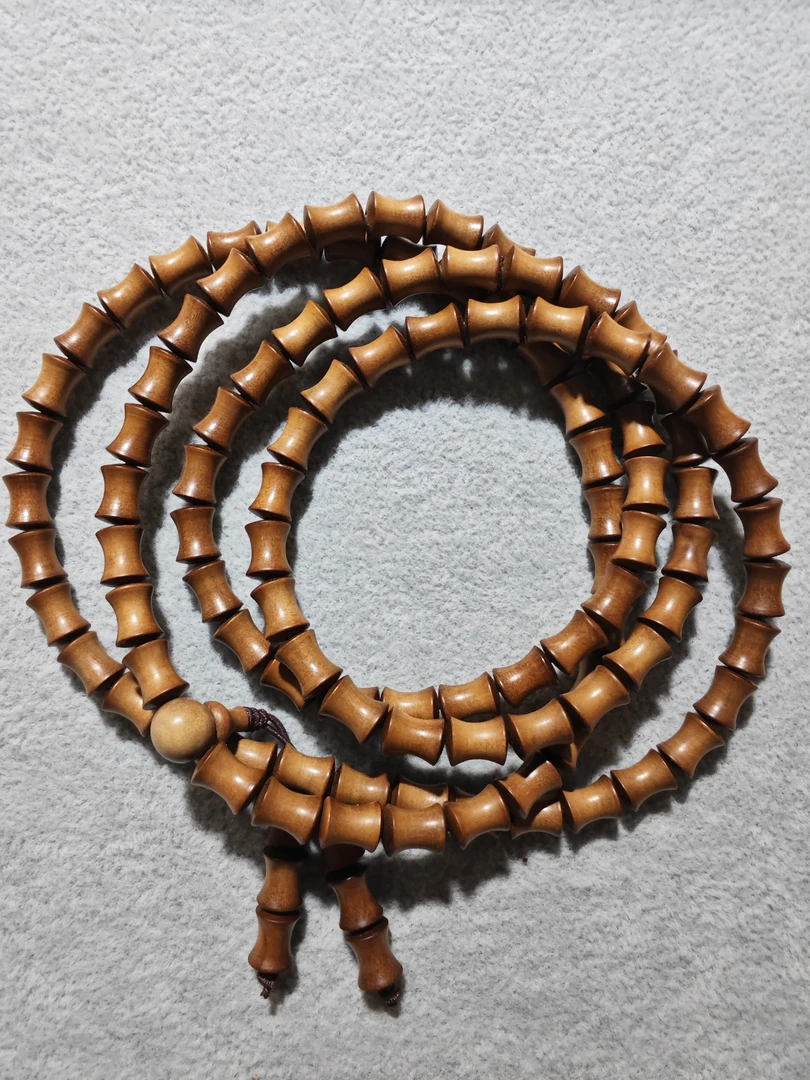 印度迈索尔老山檀钢印老料手串竹节款8*6