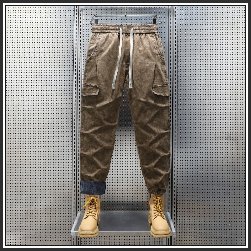 奥派鲨2025新款潮牌美式复古男士工装休闲裤秋冬季百搭束脚长裤子