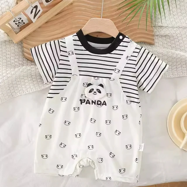 三件【下单留言备注编码】夏季婴幼儿短袖纯棉连体哈衣A类纯棉无骨