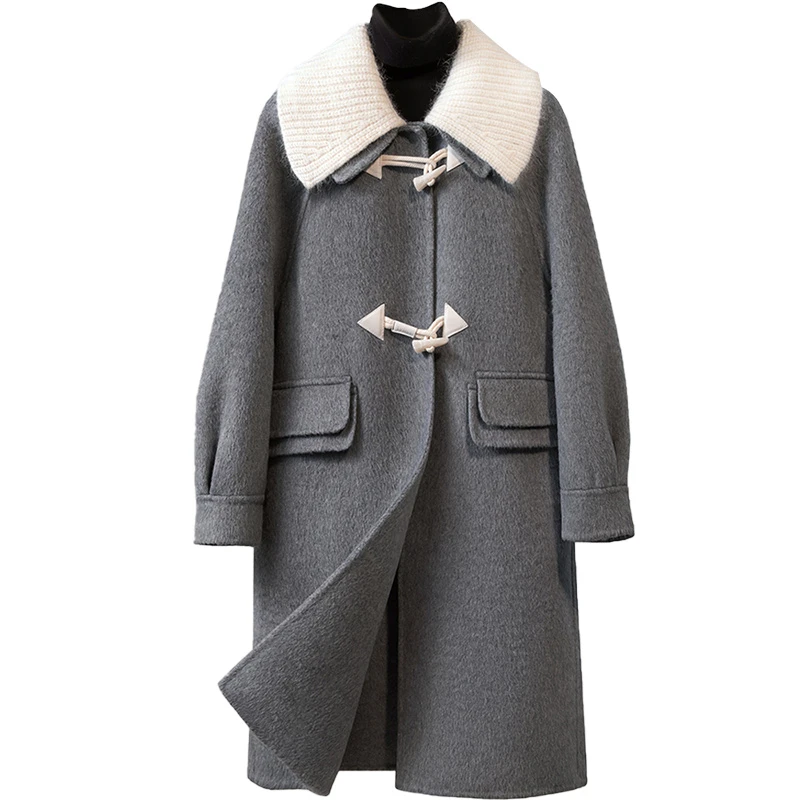 丝柏舍冬装复古翻领双面呢撞色大衣S44R7265D