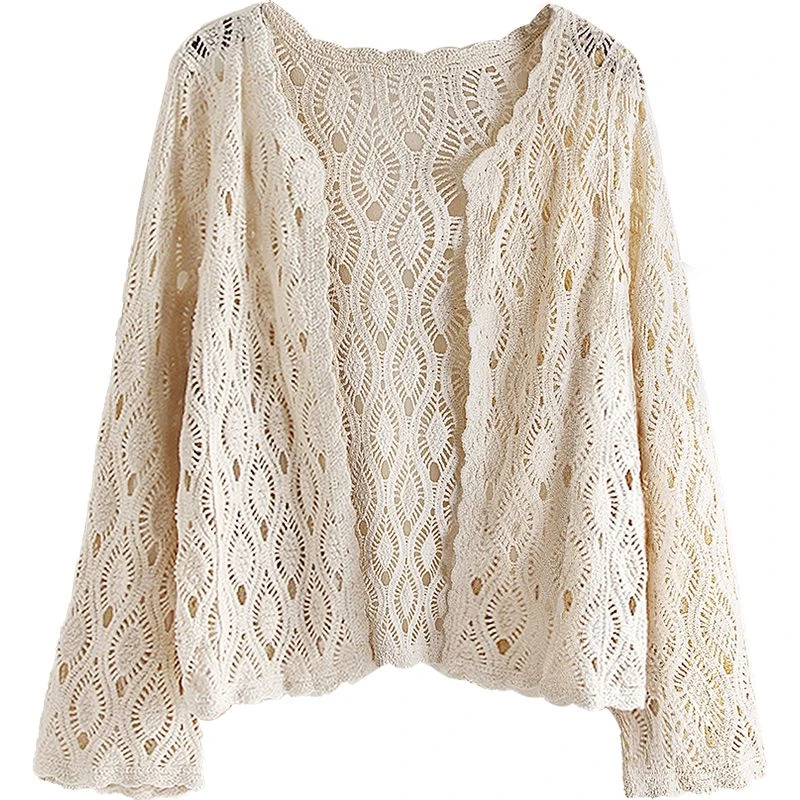 丝柏舍2025春装新款简约花边减龄开衫镂空外套S31X2494A