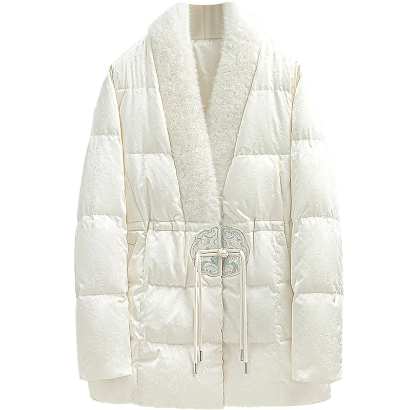 【百城万象】丝柏舍冬装新款国风盘扣大毛领90绒羽绒服S44B4856Y