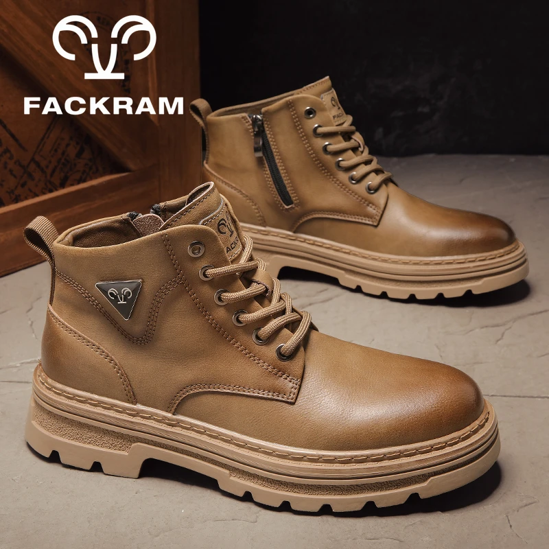FACKRAM马丁靴男款2025新秋冬百搭英伦风时尚马丁鞋大黄靴男短靴
