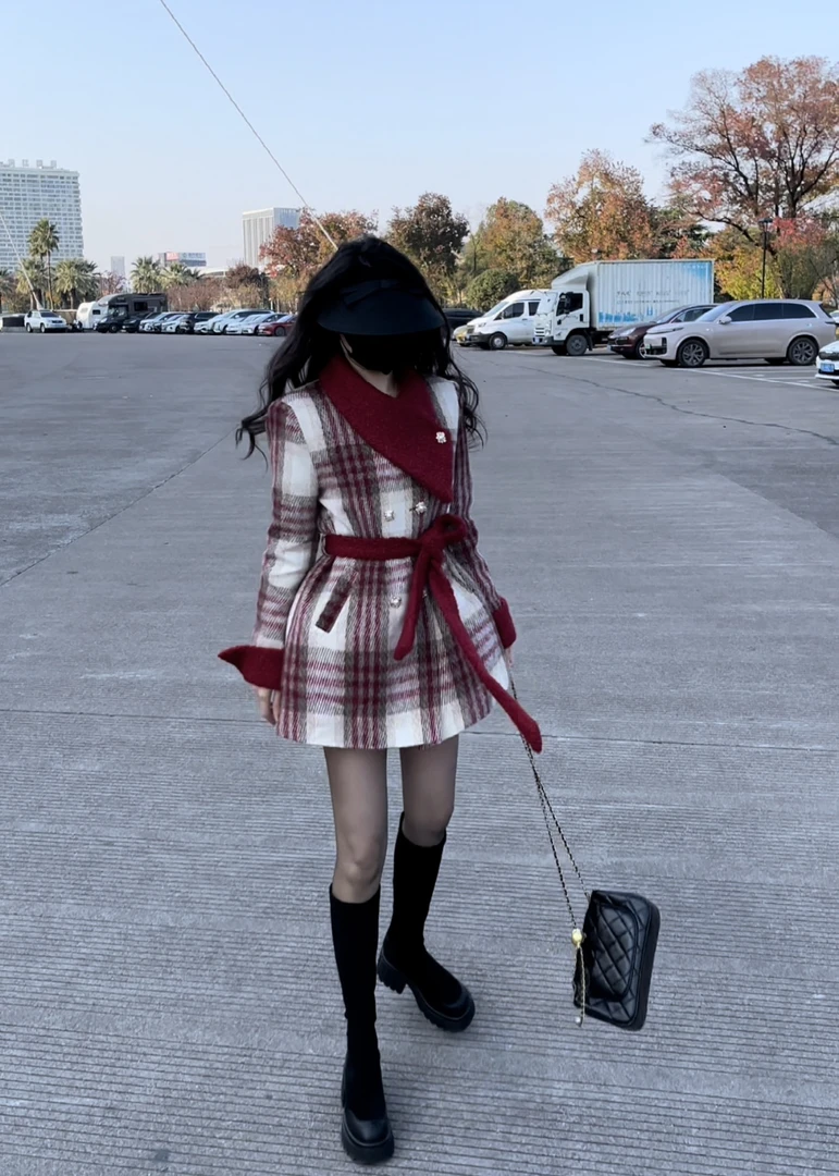 冬季洋气韩版呢子短款学院风外套