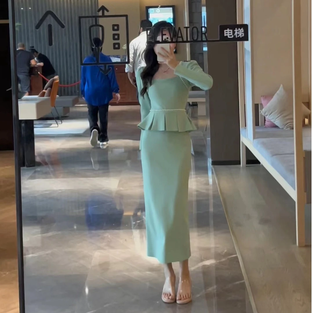 法式高档洋气气质高级感显瘦减龄腰部长裙8011