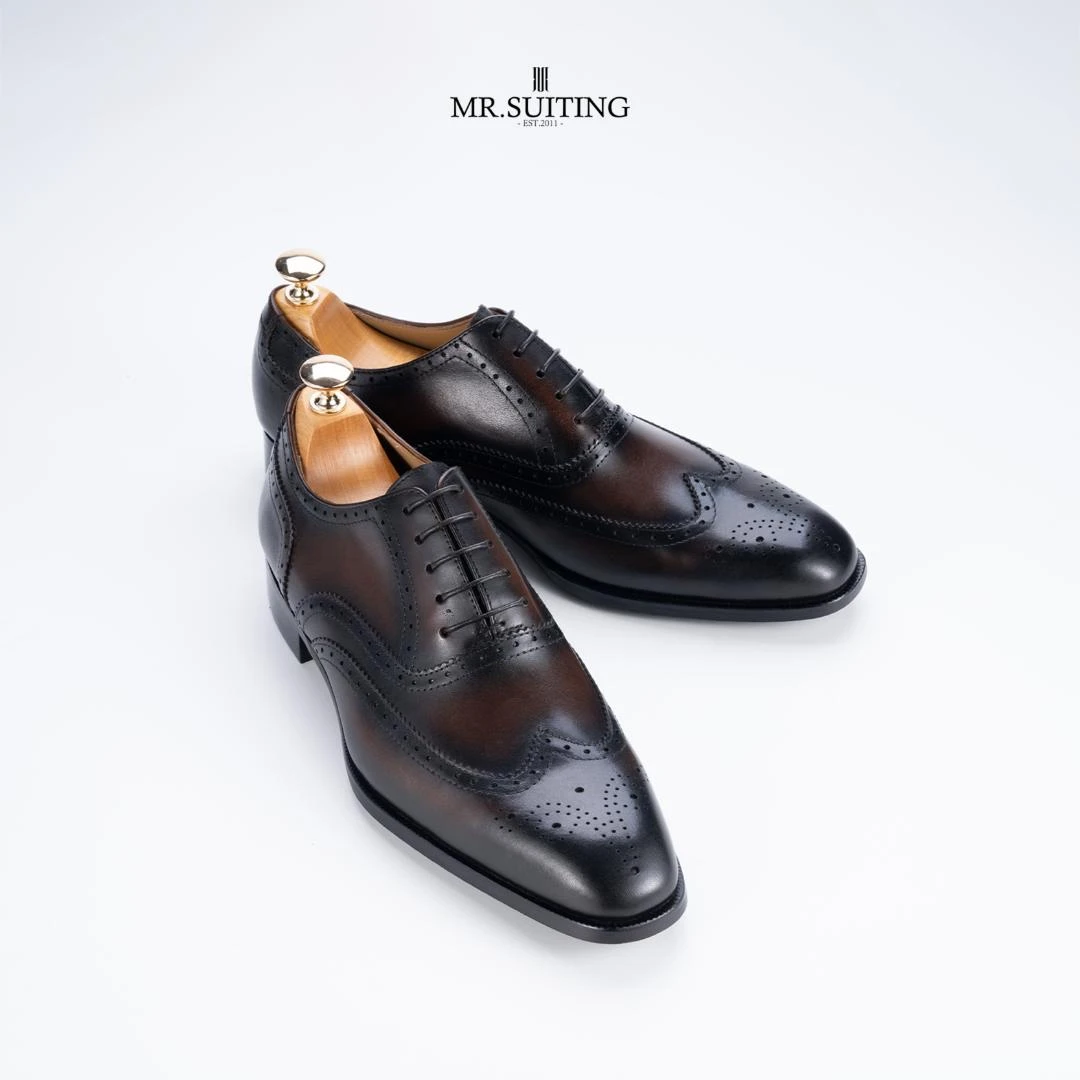 英伦复古｜全布洛克雕花牛津鞋深棕小牛皮男士正装皮鞋 MSOX002RD