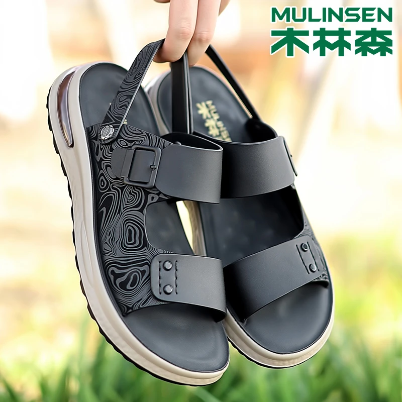 木林森男士真皮凉鞋2025新款夏季外穿运动款凉拖两用开车沙滩鞋男