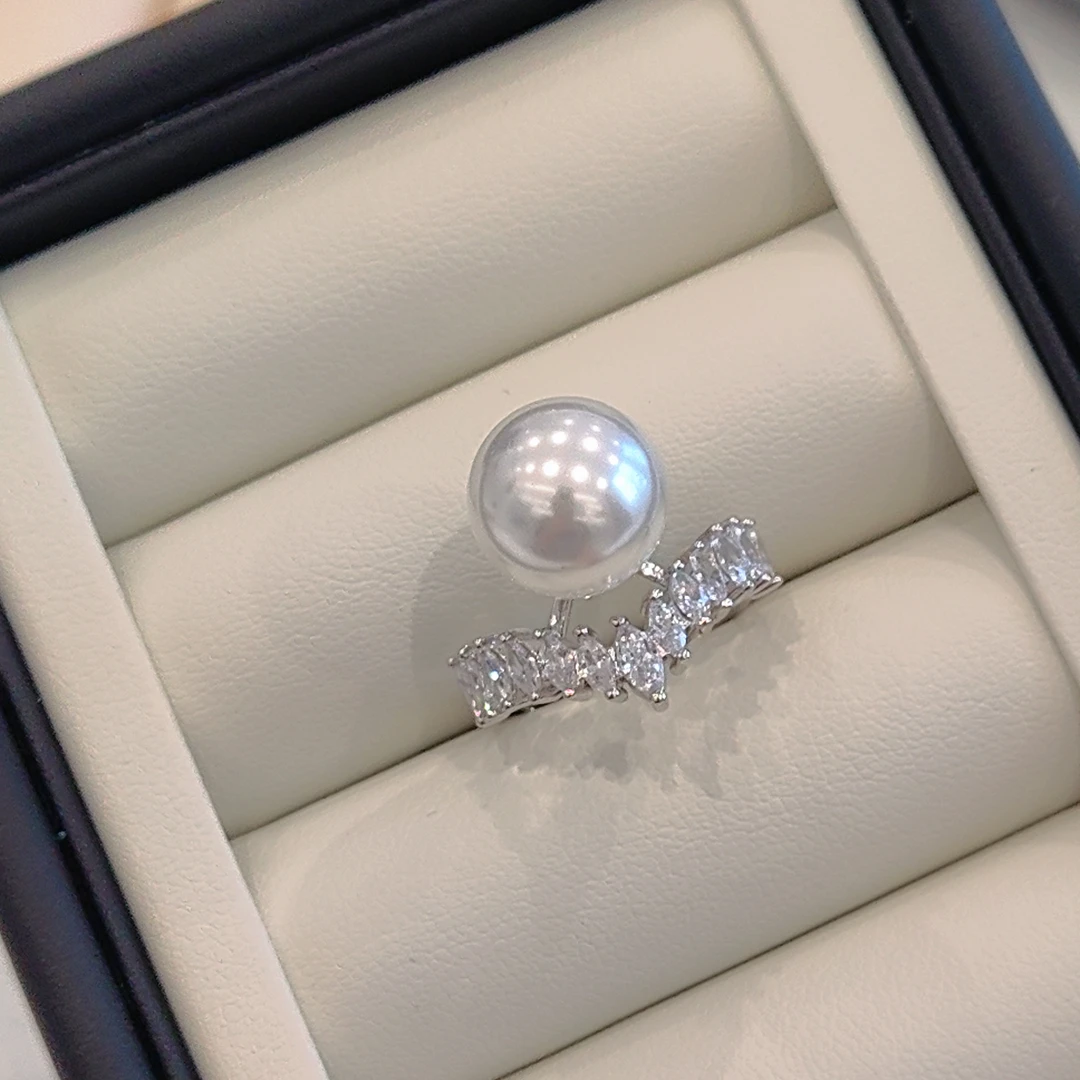 925银戒指 冷白光12mm银色轻奢时尚强光小众银戒新款戒指