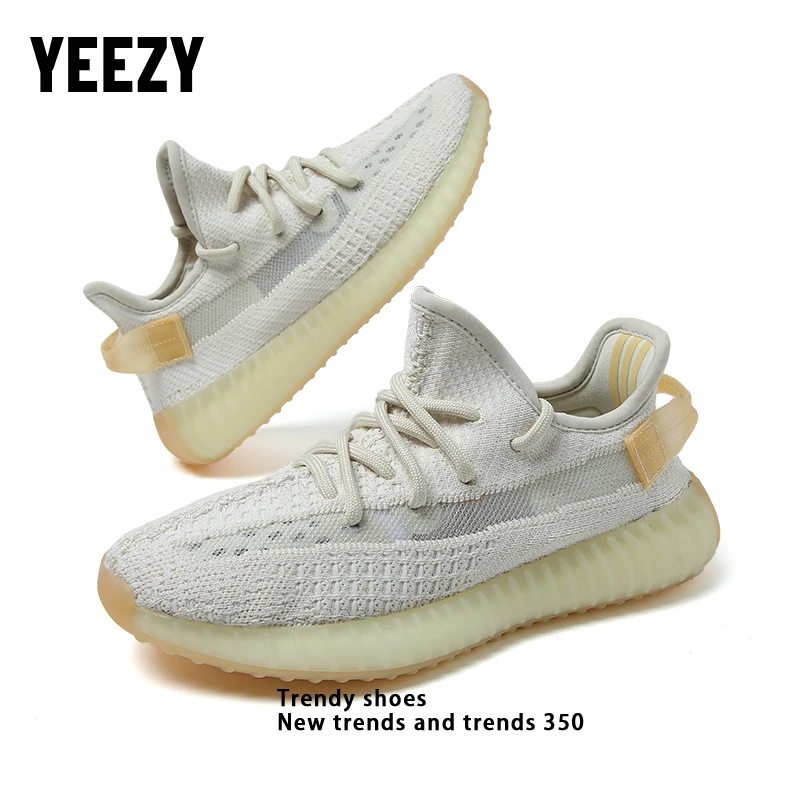 Yeezy椰子鞋「白黄色」夏季透气潮鞋男女百搭休闲鞋时尚潮流网面