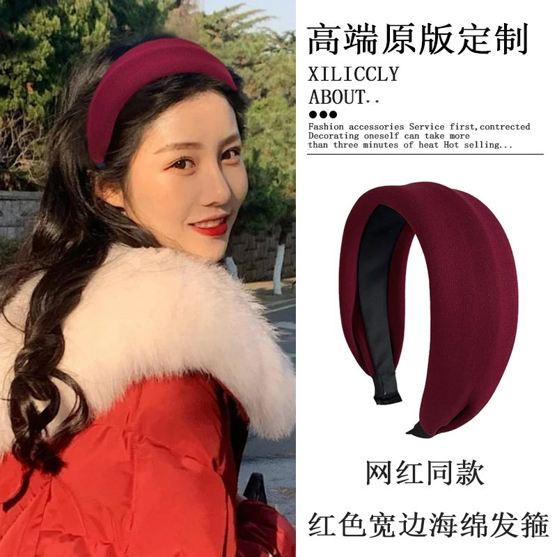 网红洋气车厘子红色宽边发箍显白发卡2024新款洗脸发饰新年发饰女