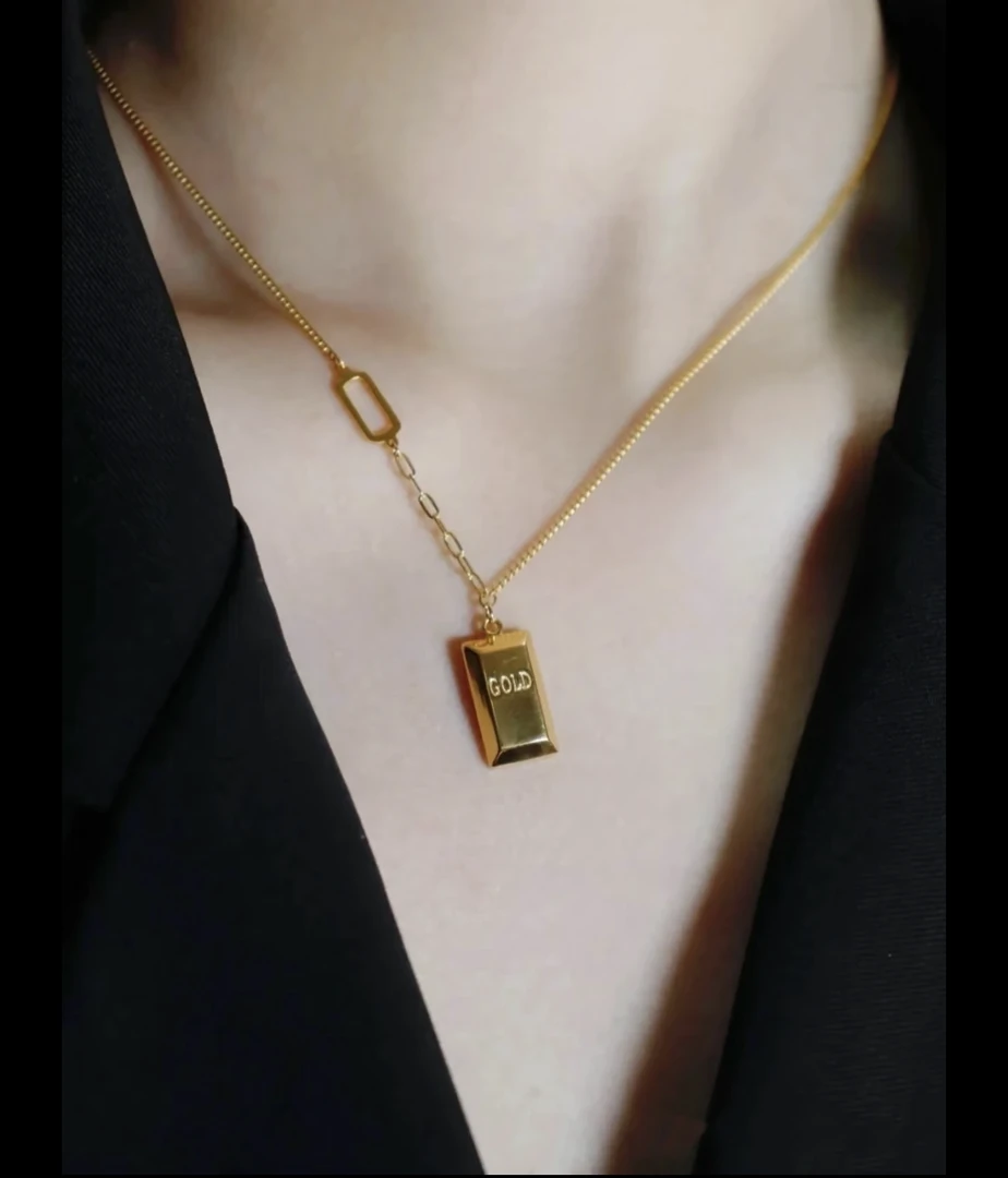 金熹福足金999【暴富金砖套链】轻奢时尚百搭简约小众设计感