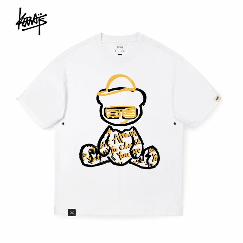 KERWATS可维斯品牌潮流时尚小熊印花短袖T恤男女款情侣套头半截袖