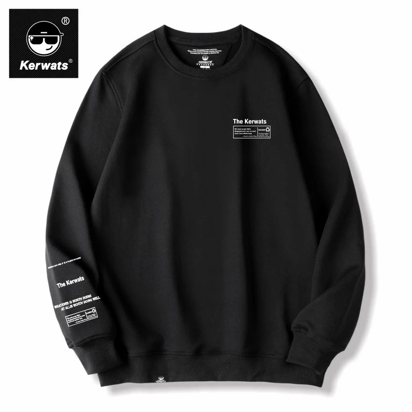 KERWATS可维斯品牌美式简约复古印花卫衣男女款冬季套头圆领上衣