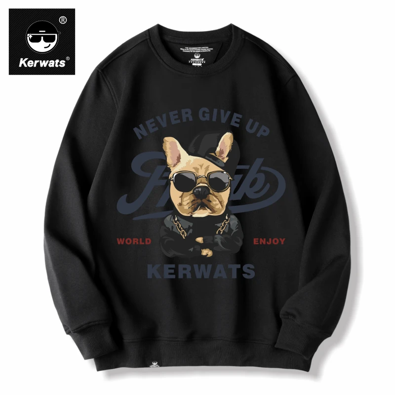 【KERWATS/可维斯品牌】嘻哈潮牌个性印花圆领卫衣男女款套头打底衫