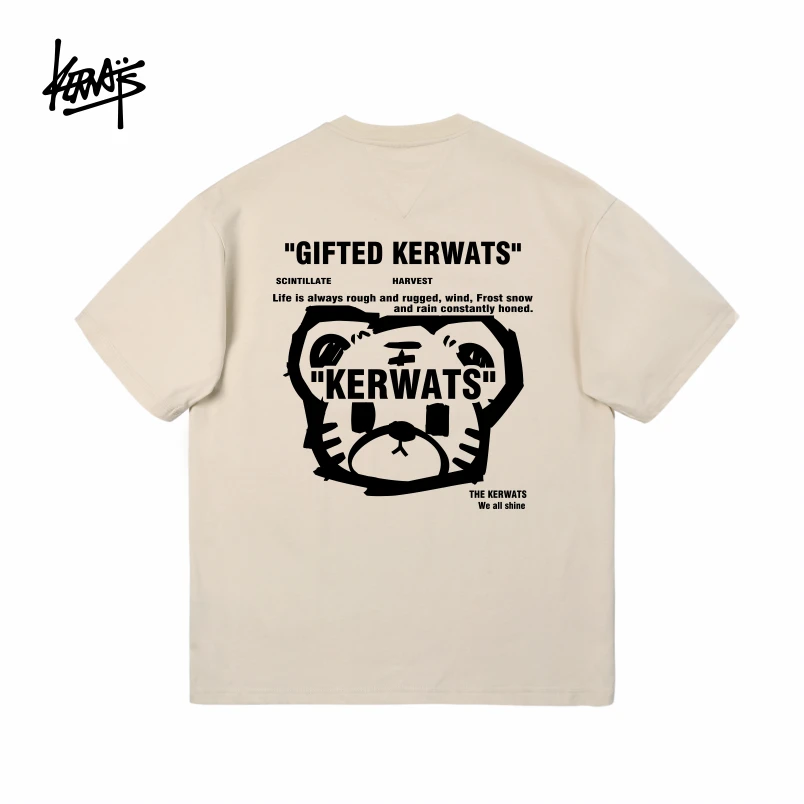 KERWATS/可维斯品牌大码男女情侣装老虎头字母印花落肩款夏季短袖