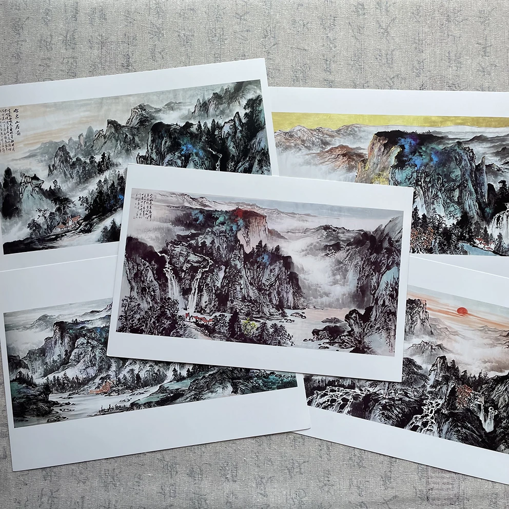 泼彩山水画作品卡