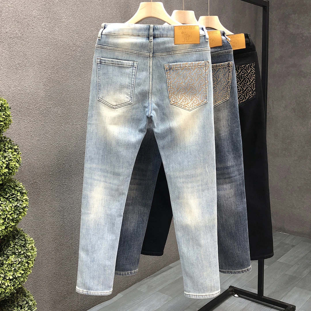 高端爆款冬天牛仔裤男款加绒加厚直筒裤子2024秋冬季新款男士长裤