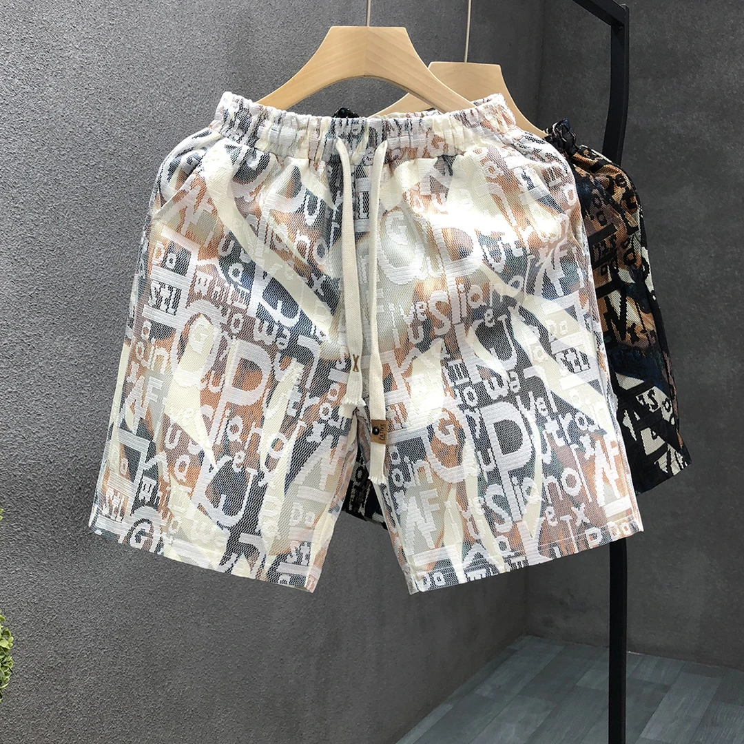 轻奢定制外穿短裤男潮牌休闲半截五分裤2024夏季新款男士沙滩裤子