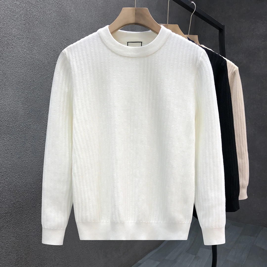 高级感暗条纹简约毛衣男款潮牌痞帅针织衫2024秋冬季新款男士上衣