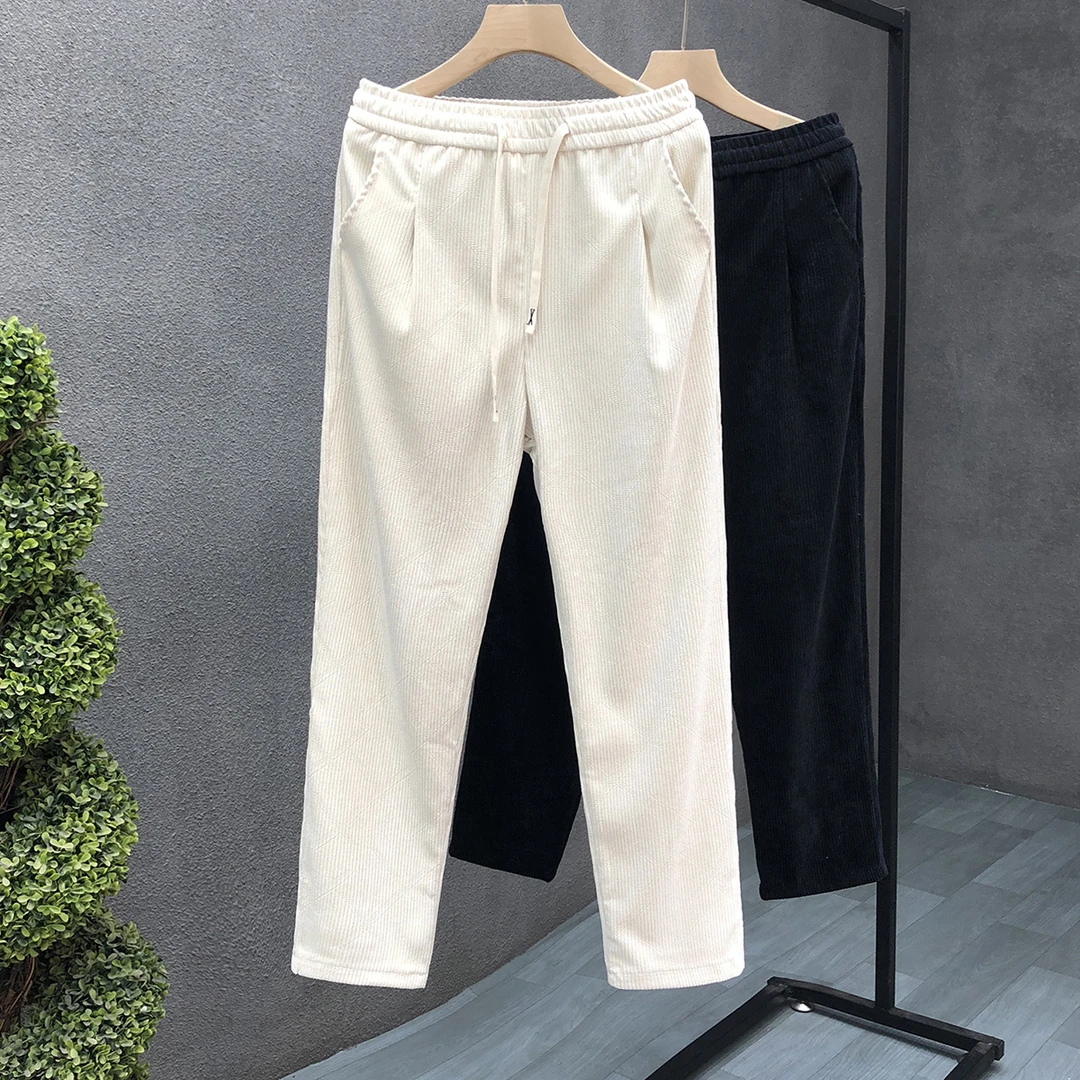 简约时尚细条纹休闲裤男潮牌高端直筒裤男士百搭青年春秋季长裤子