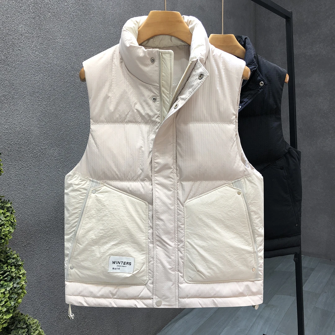 简约百搭羽绒马甲外套男青少年保暖外穿背心2024冬季新款男士上衣