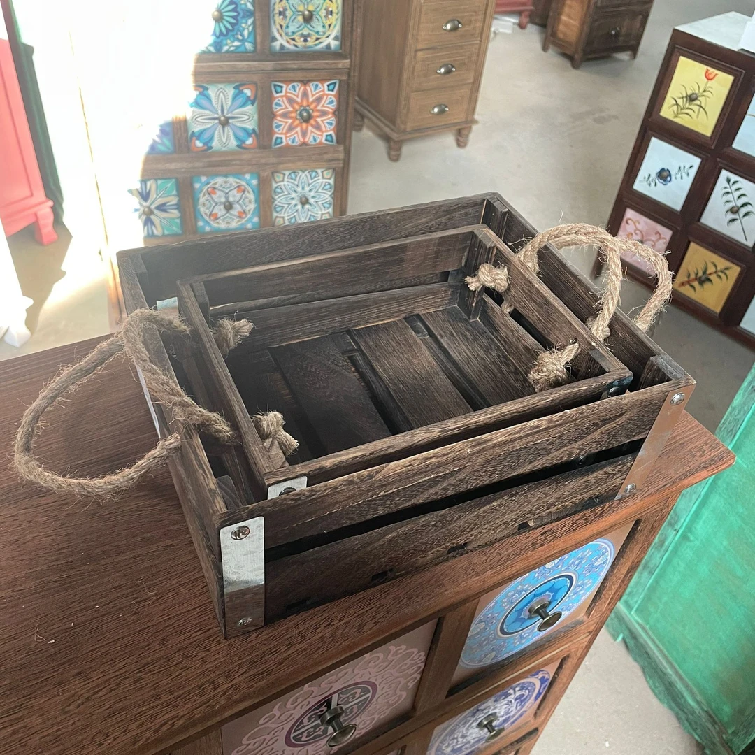 桐木条盒2件套收纳盒