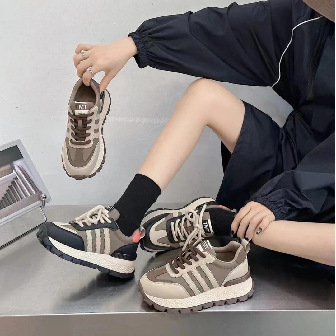 断码浮力女鞋加绒韩版时尚百搭厚底休闲拼色阿甘鞋/DFD6116