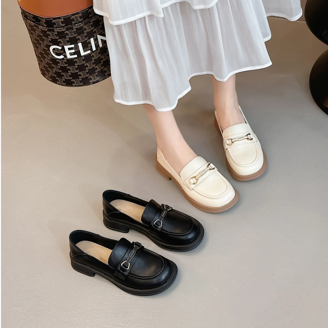 女鞋春季时尚真皮乐福鞋软底单鞋百搭英伦小皮鞋/DFD2230