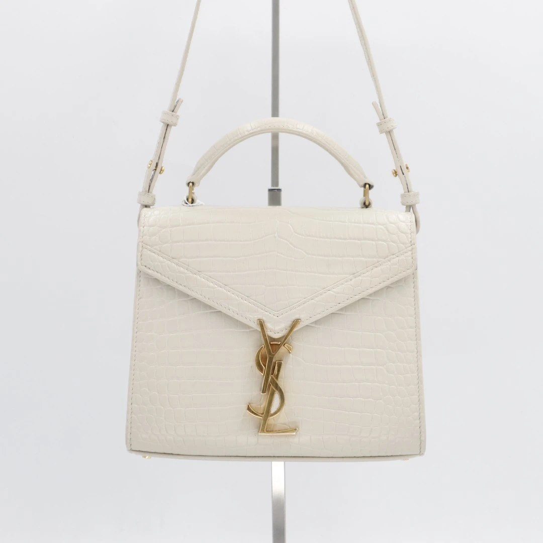 95新 YSL/圣罗兰 【晶晶专属】cassandra手提压鳄鱼纹白金/AS6882