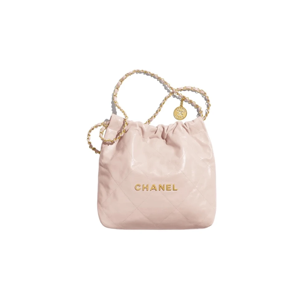 全新未使用 Chanel/香奈儿 22bag垃圾袋小号粉金时尚包/JM