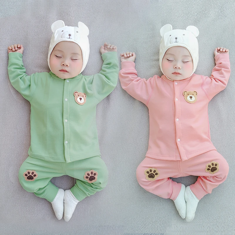 春秋新款男女宝宝长袖高腰护肚套装秋衣婴儿分体秋衣套装