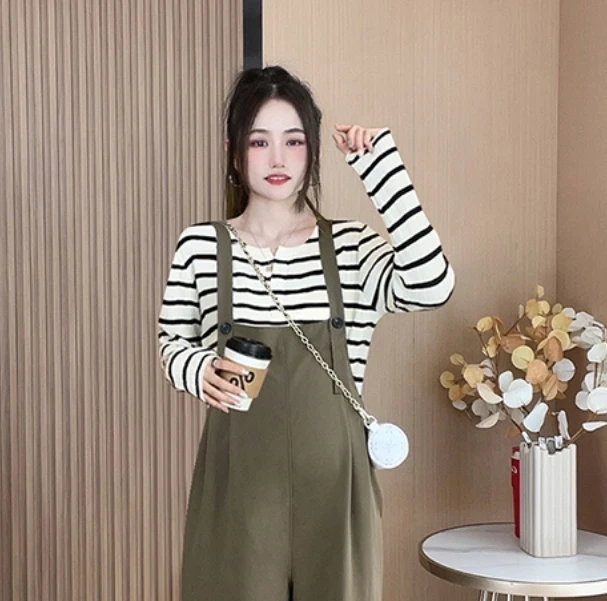 【单拍上衣】早春孕妇装时尚减龄条纹衣显瘦小个子宽松外穿韩版