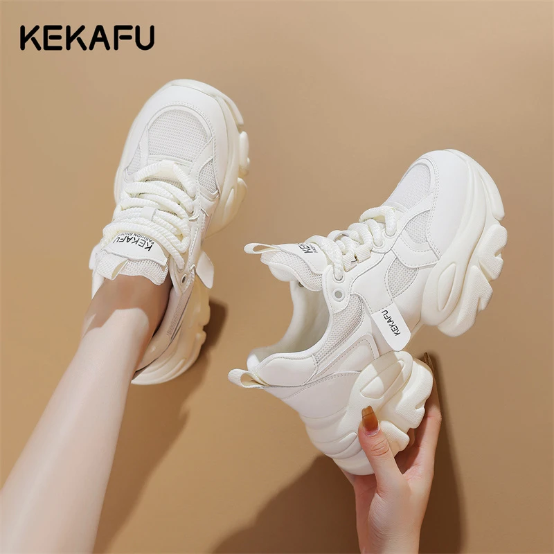 珂卡芙老爹鞋女显脚小厚底小白鞋2025看球增高透气运动休闲鞋女鞋