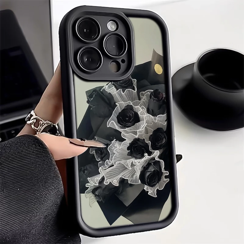 暗黑玫瑰iphone15promax手机壳苹果13手机壳全包12/11硅胶x高级感