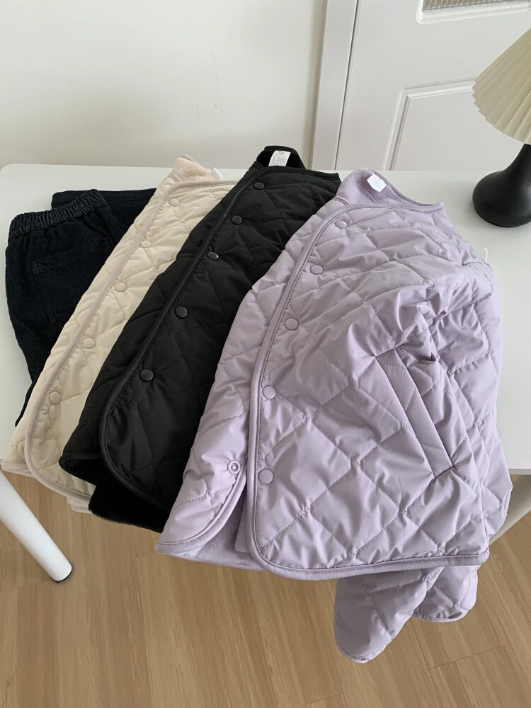 【两面穿菱格棉服】加绒加厚软糯宽松保暖气质羊毛棉服休闲冬季洋气