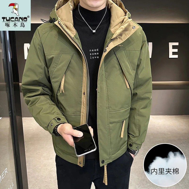 TUCANO/啄木鳥冬装新款男士加棉保暖连帽棉衣潮流加厚工装棉服男