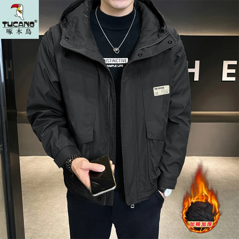 TUCANO/啄木鳥高品质男士加棉加厚棉服连帽百搭休闲夹克棉衣外套