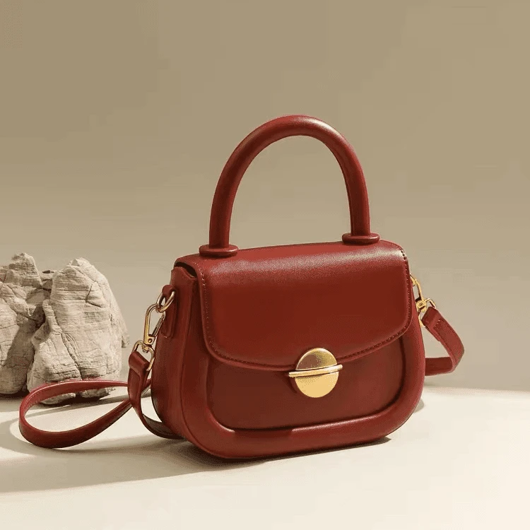 CLEVER&KETCH简约红色马鞍包包女2025新款秋冬百搭单肩斜挎手提包