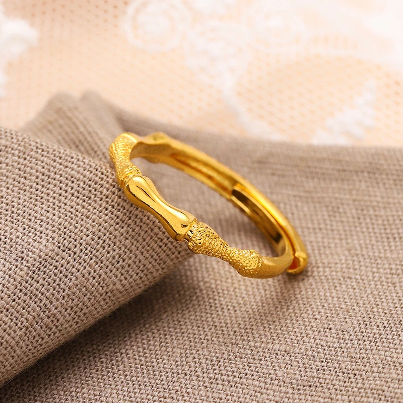 【国庆礼物】竹节平安戒指素圈简约可调节合金戒指B