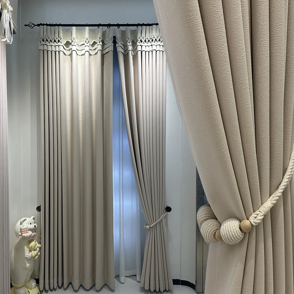 新款现代轻奢高精密遮光窗帘卧室客厅落地窗成品定制窗帘