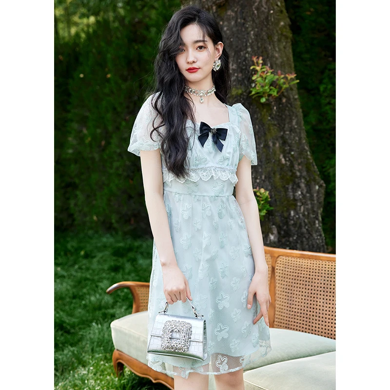 missCOCOON时尚裙子夏季新款女装气质蕾丝初恋小个子连衣裙a字