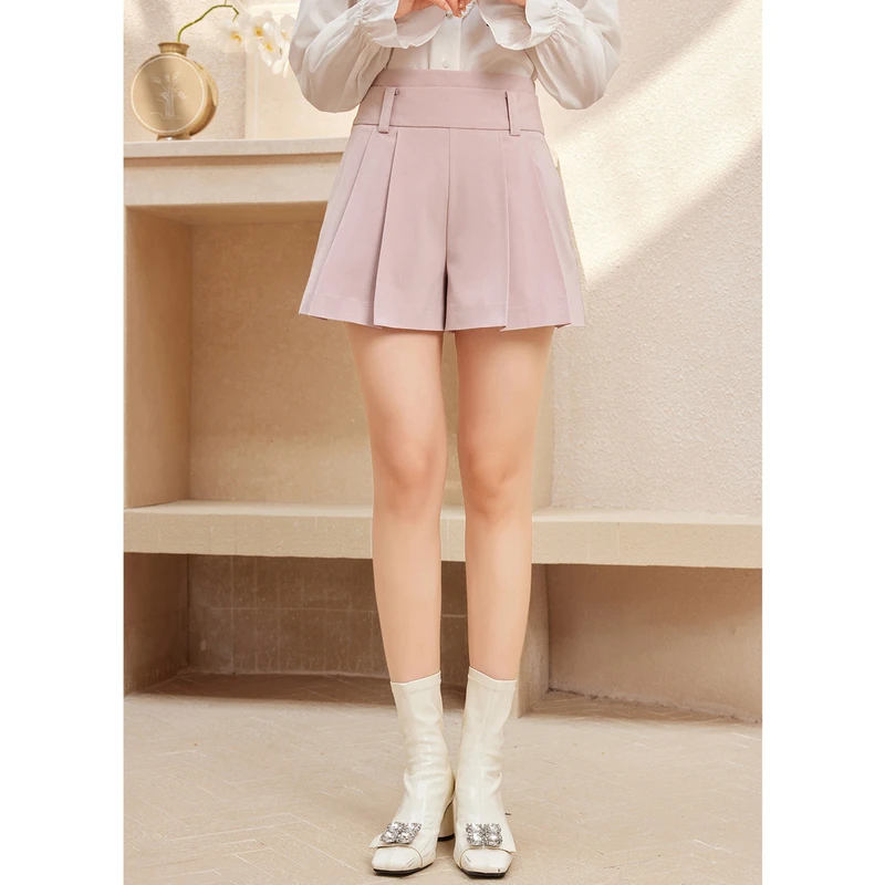 missCOCOON纯色五分裤春装新款女通勤简约下摆百褶休闲裤