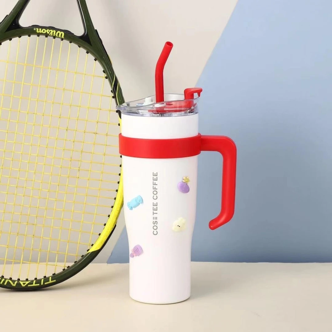 巨无霸冰霸杯手柄吸管杯大容量不锈钢保温杯