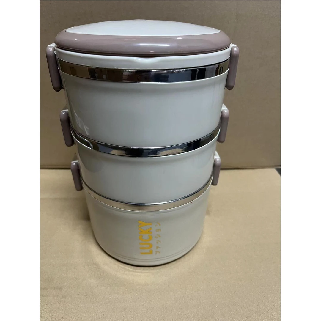 食品级不锈钢大容量三层保温饭盒带盖