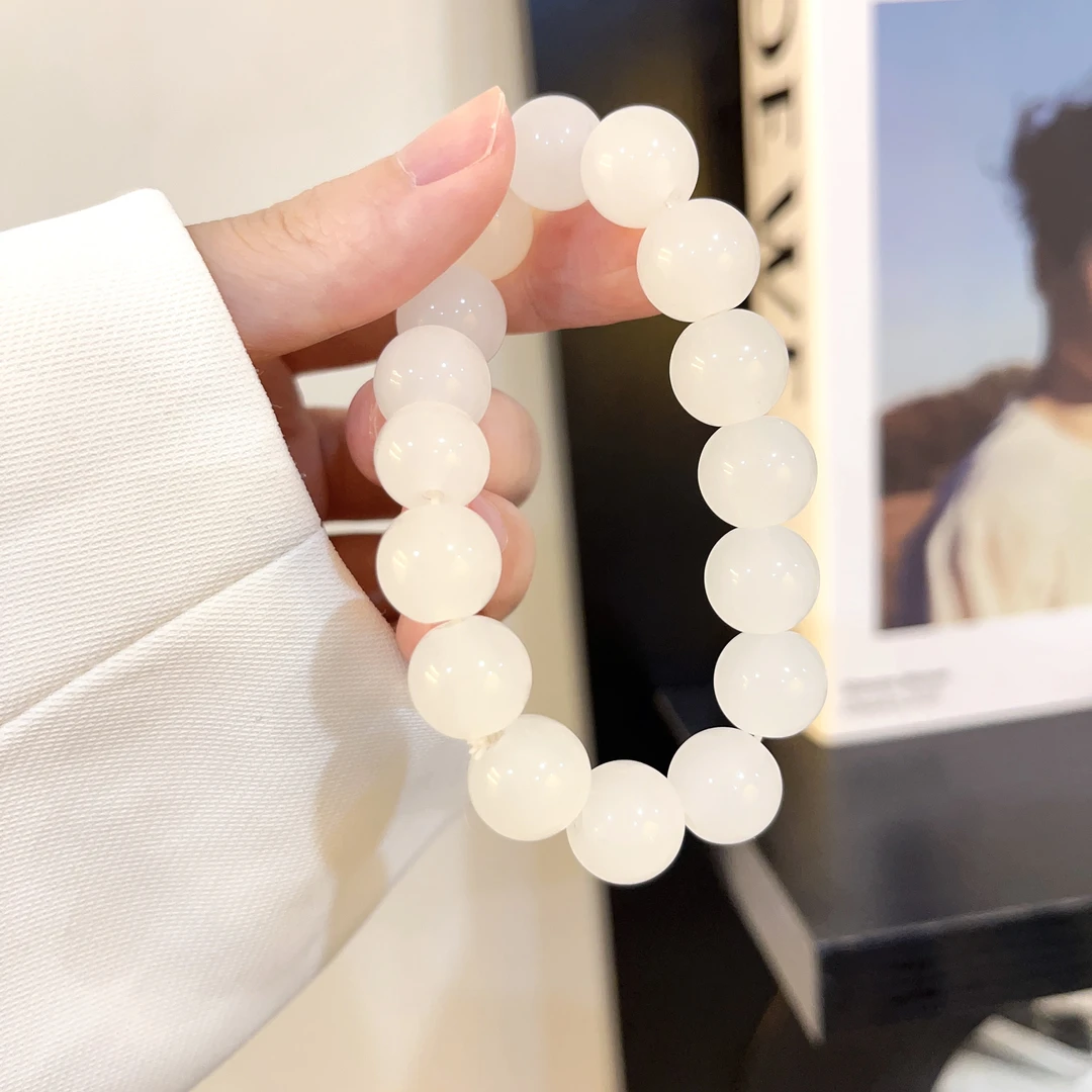 非金属玻璃手链 仿水晶白色手串珠子学生党高颜值小众ins设计饰品