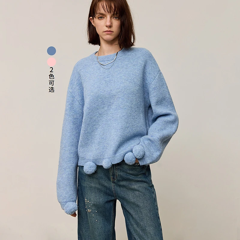 LILY2024冬新款女装毛针织衫124449TKE10