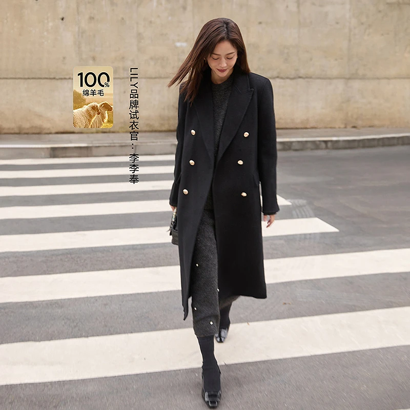 LILY2024冬新款女装毛呢外套124409FN978