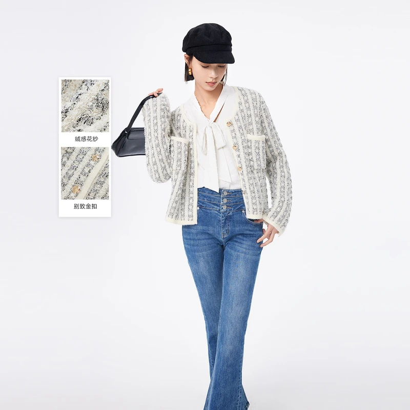 LILY冬女装毛织开衫123409TC916